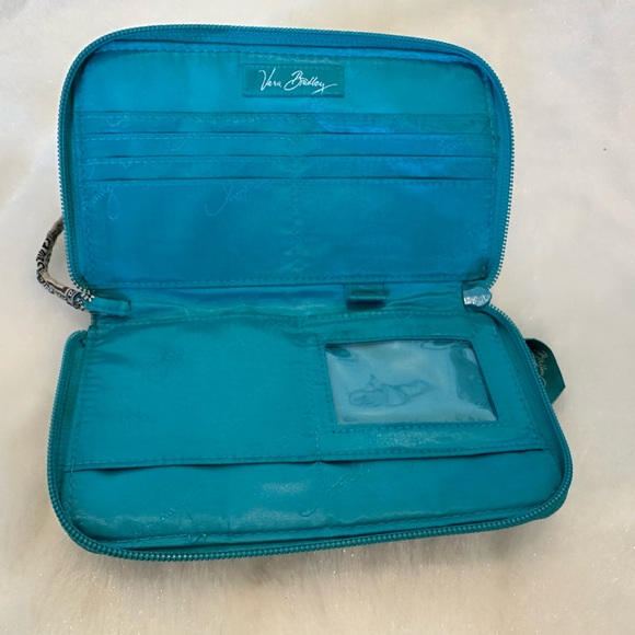 Vera Bradley Turquoise and Beige Paisley Patterned Wallet - Picture 4 of 5